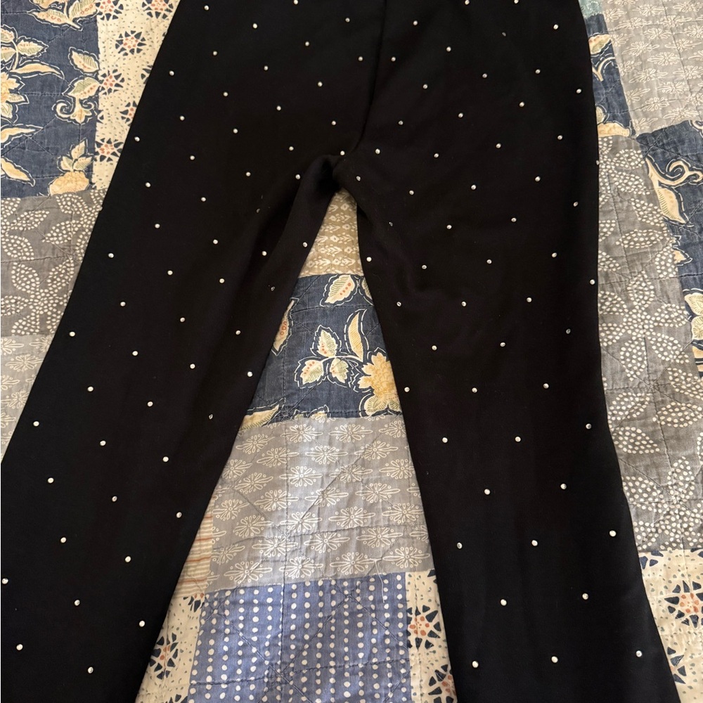 Michael Kors Black Leggings with White Polka Dots